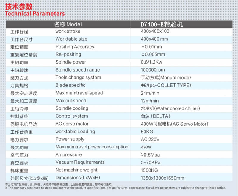 400精雕機參數